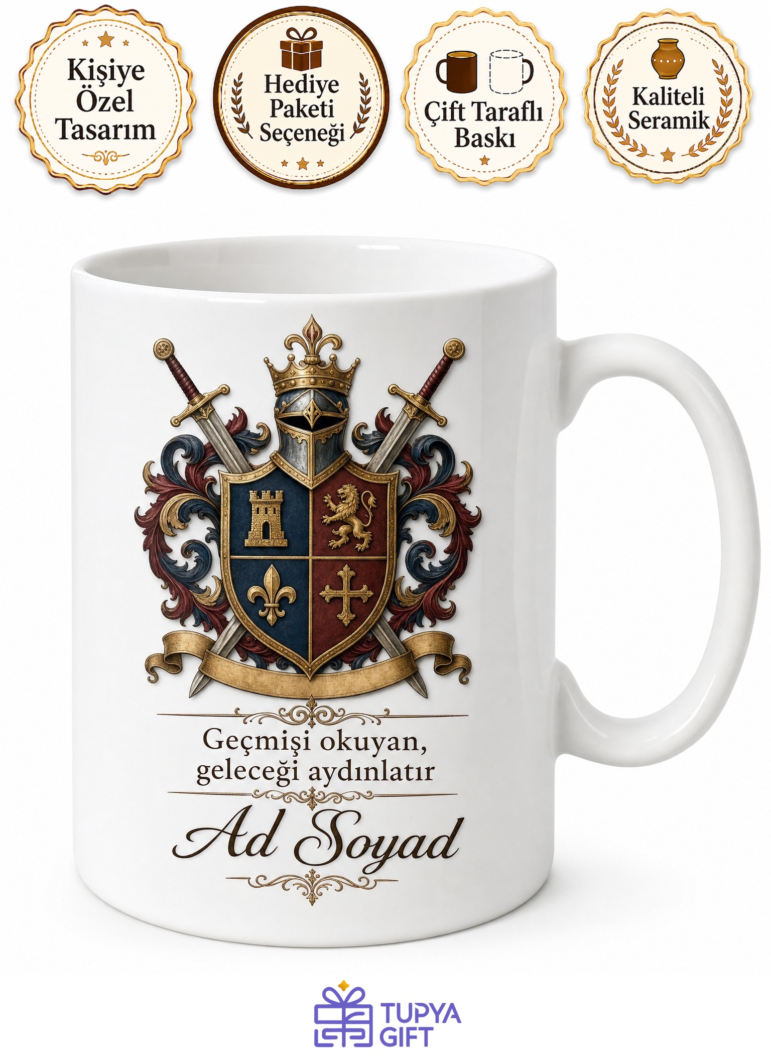 Heraldik Uzmanı Armalar Ve Soy İşaretleri Araştırmacısı İsim Yazılı Kupa Bardak Hediye