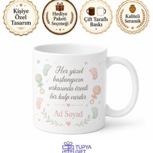 Baby Shower Organizatörü Bebek Öncesi Kutlama İsme Özel Kupa Bardak Hediye