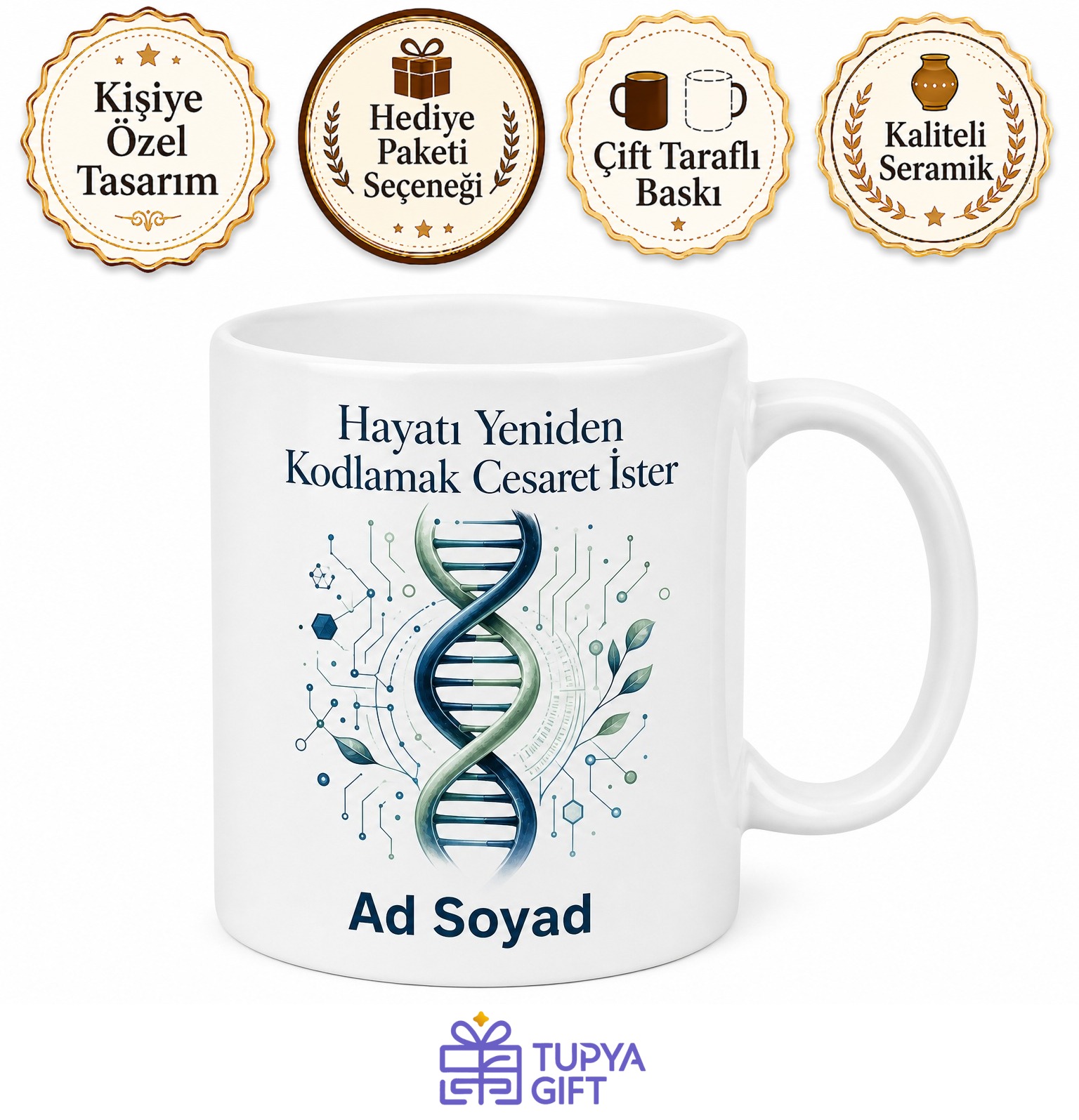 Sentetik Biyolog Laboratuvarda Yaşam Kodlayan İsme Özel Kupa Bardak Hediye
