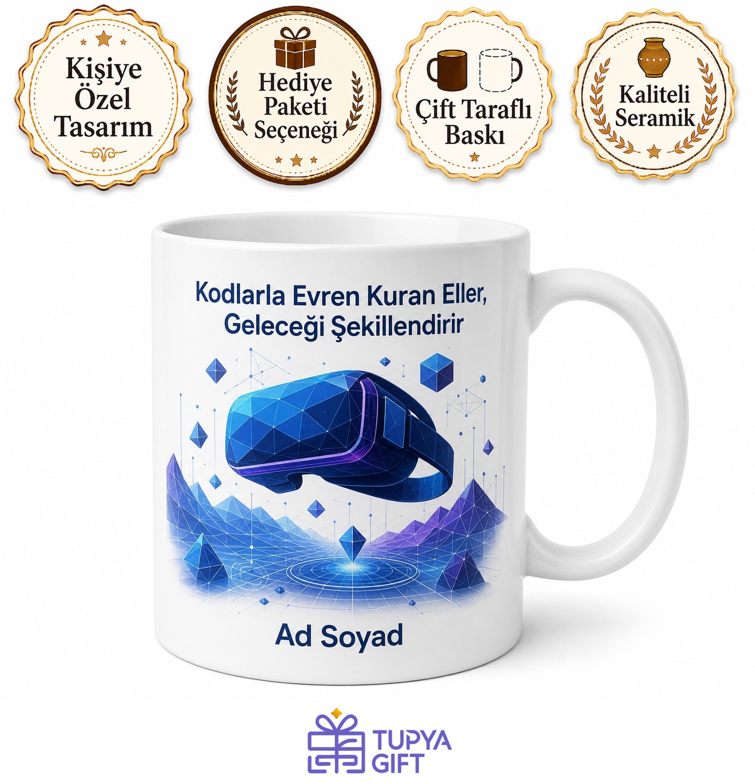 Sanal Gerçeklik VR Çevre Tasarımcısı Yeni Evrenler Kuran Seramik Kupa Hediye Bardak