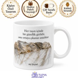 Doğal Taş Kesim Ve Cila Ustası Kayaları Parlatan Kahve Kupası Hediye Bardak