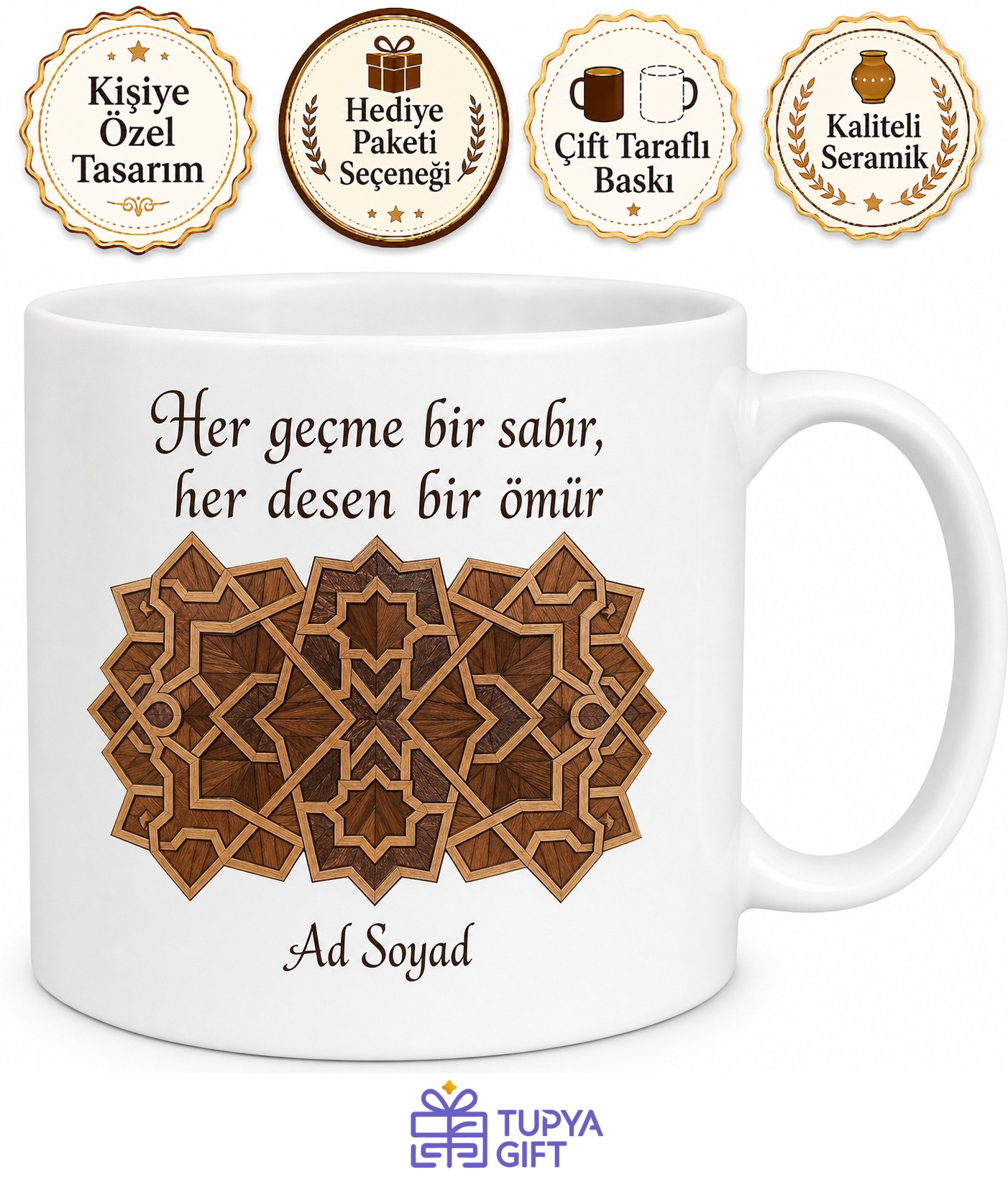 Kündekari Ustası Çivisiz Ahşap Geçme Sanatı Çay Kupası Hediye Bardak