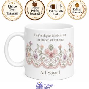 İğne Oyası Ustası Düğüm Düğüm Zarafet Çay Kupası Hediye Bardak