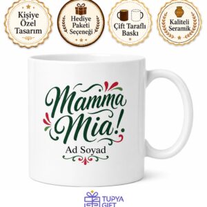Mamma Mia Yazılı İngilizce Kupa Bardak Özel Tasarım Hediye Porselen Mug