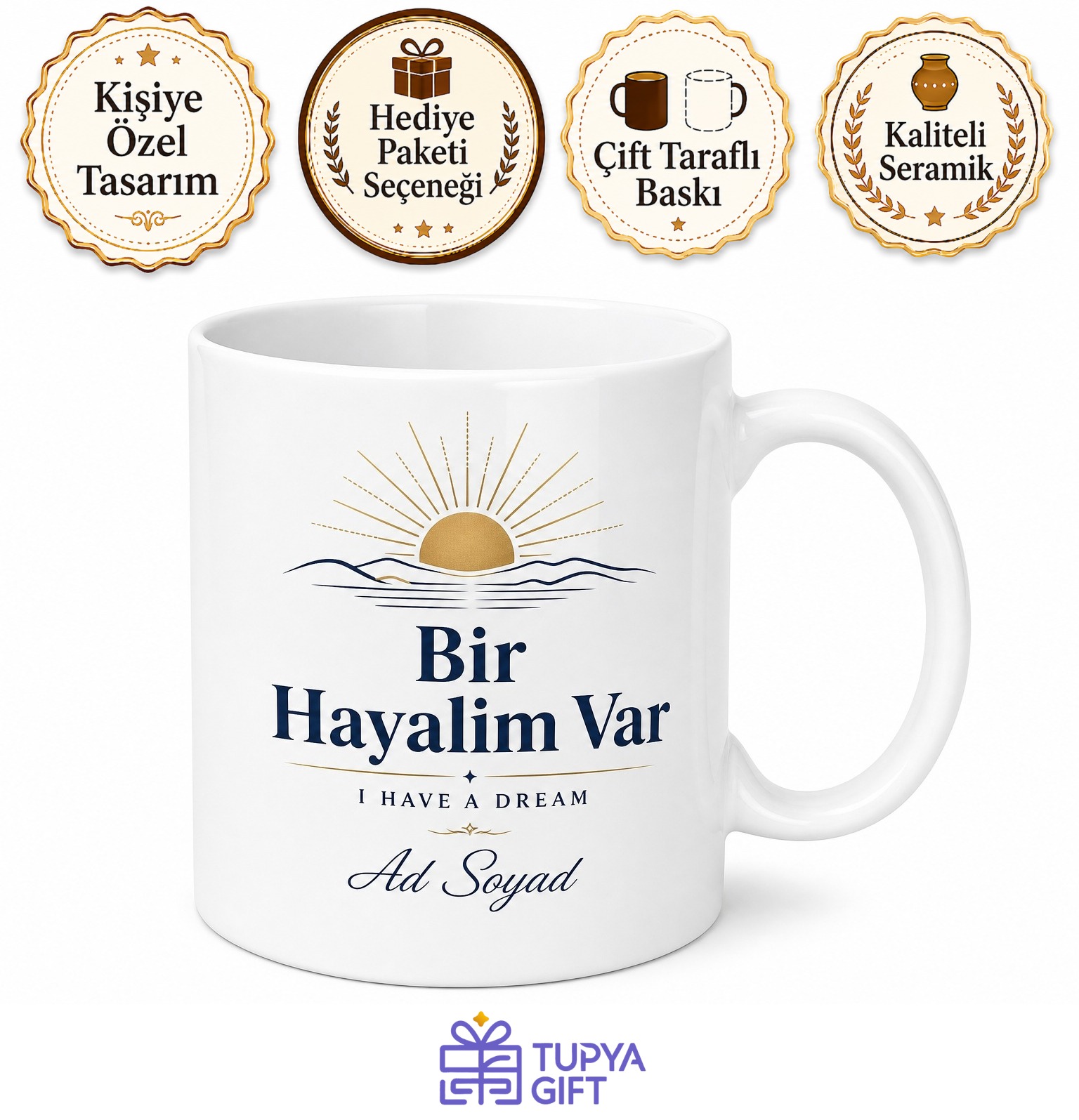 I Have A Dream Temalı Bir Hayalim Var İngilizce Kahve Kupası Hediye Bardak