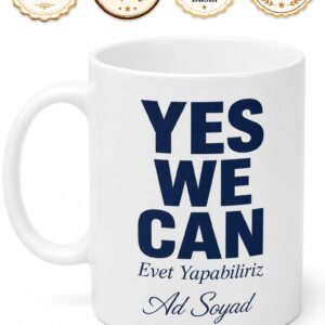 Yes We Can Baskılı Evet Yapabiliriz İngilizce Motivasyon Kupa Bardak Hediye