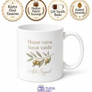 Peace Baskılı Barış İngilizce Çay Kupası Porselen Kupa Bardak Hediye