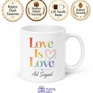 Love Is Love Yazılı Aşk Aşktır İngilizce Kahve Kupası Hediye Bardak
