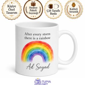 Rainbow Baskılı Gökkuşağı İngilizce Kupa Bardak Hediye Porselen Mug