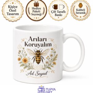 Save The Bees Yazılı Arıları Kurtar İngilizce Kahve Kupası Hediye Bardak