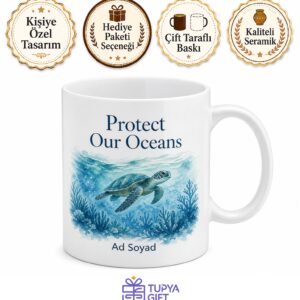 Ocean Conservation Baskılı Okyanusları Koru İngilizce Kupa Bardak Hediye