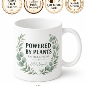 Plant Based Baskılı Bitki Bazlı İngilizce Kupa Bardak Vegan Hediye