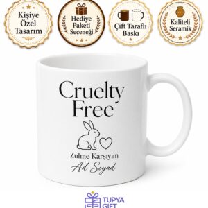 Cruelty Free Yazılı Zulümsüz İngilizce Kupa Bardak Vegan Hediye