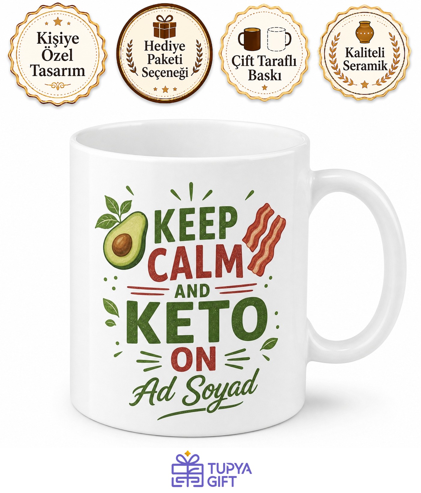 Keto Baskılı Keto İngilizce Kupa Bardak Ketojenik Diyet Hediye Mug