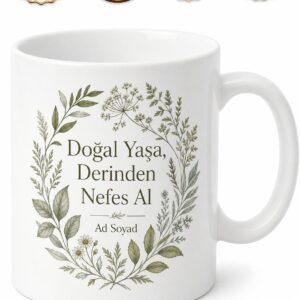 Organic Temalı Organik İngilizce Kupa Bardak Özel Tasarım Porselen Hediye