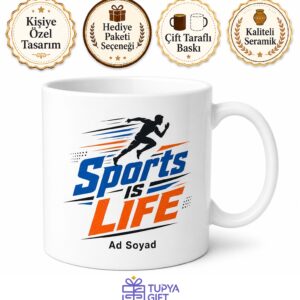 Sports Is Life Temalı Spor Hayattır İngilizce Kupa Bardak Hediye