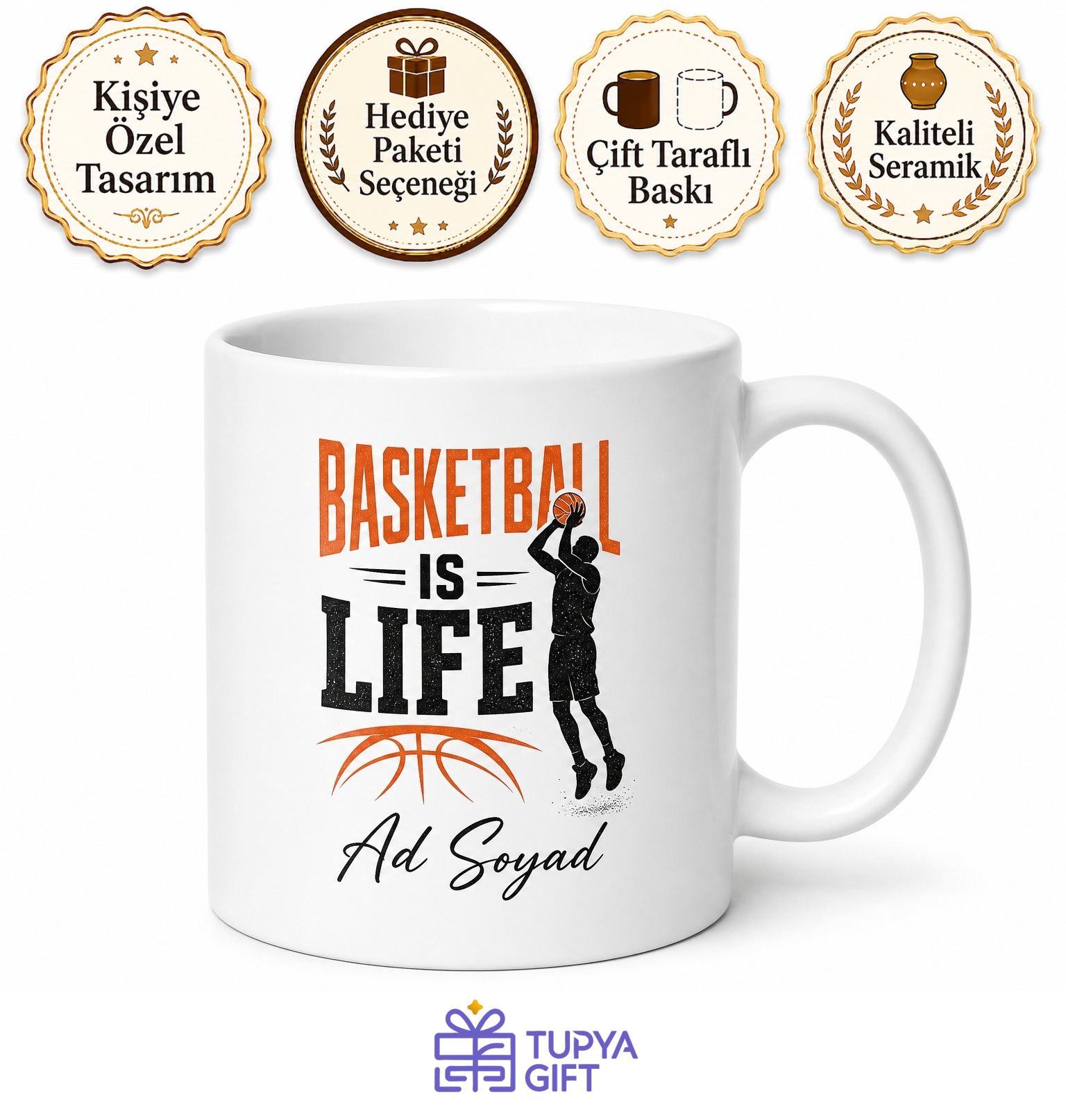 Basketball Is Life Yazılı Basketbol Hayattır İngilizce Kupa Bardak Hediye