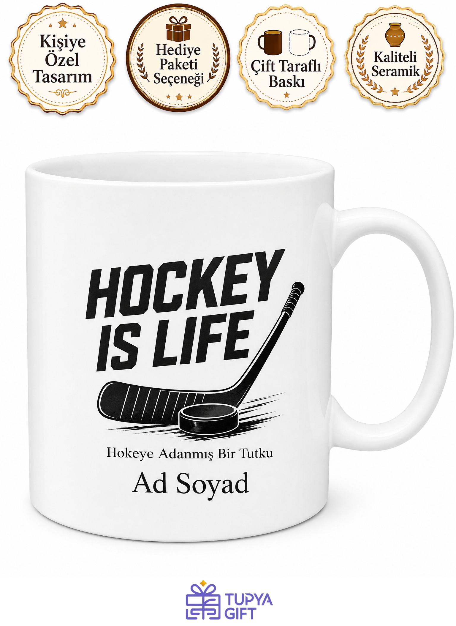 Hockey Is Life Baskılı Hokey Hayattır İngilizce Kupa Bardak Hediye