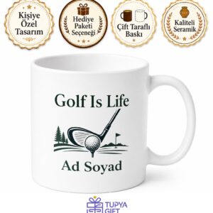 Golf Is Life Baskılı Golf Hayattır İngilizce Kahve Kupası Hediye Bardak