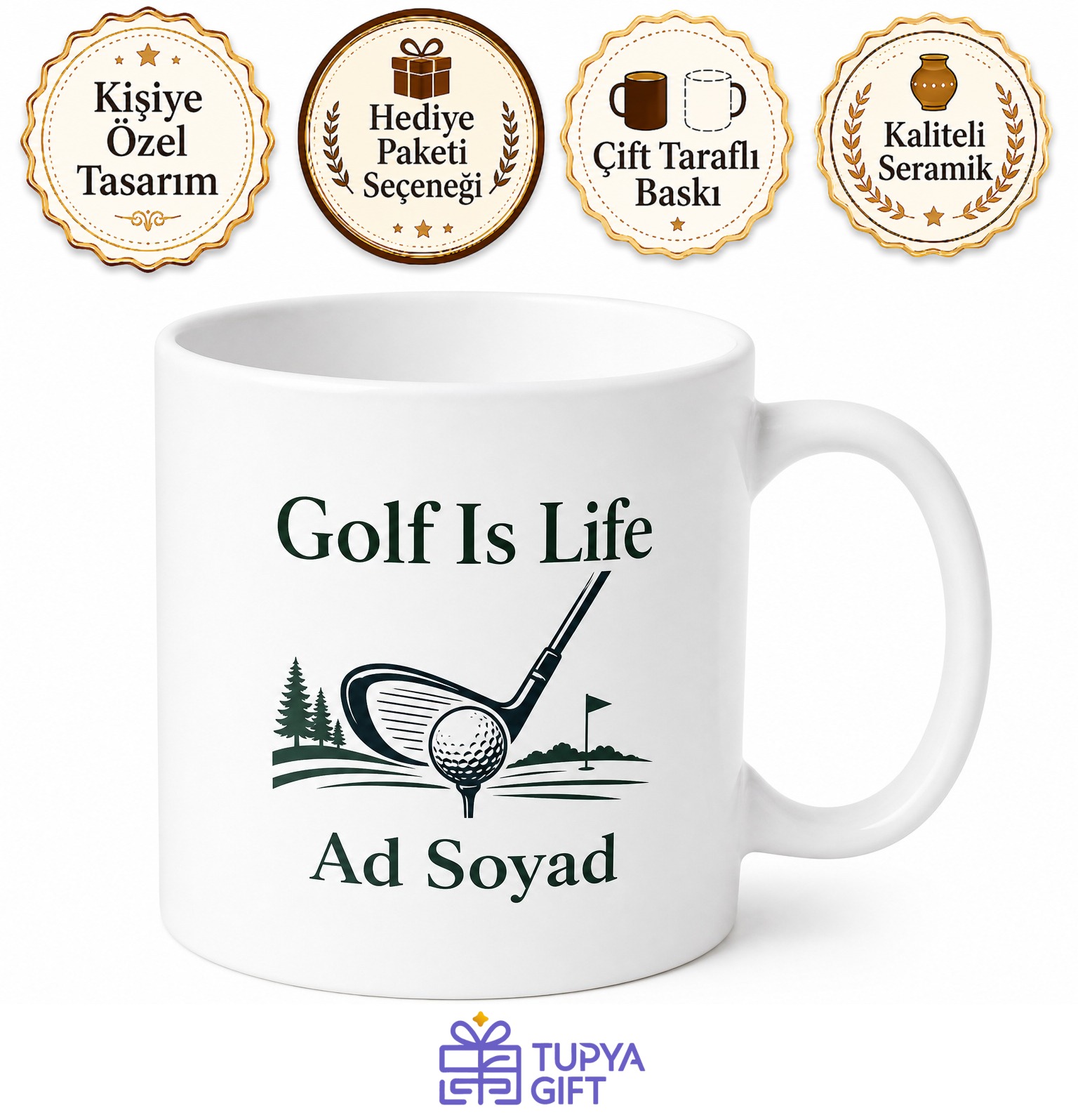 Golf Is Life Baskılı Golf Hayattır İngilizce Kahve Kupası Hediye Bardak