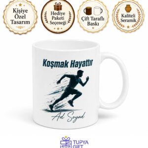Running Is Life Temalı Koşmak Hayattır İngilizce Kupa Bardak Hediye