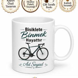 Cycling Is Life Baskılı Bisiklete Binmek Hayattır İngilizce Çay Kupası Hediye