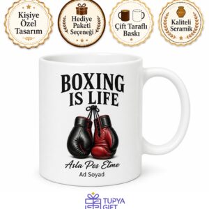 Boxing Is Life Baskılı Boks Hayattır İngilizce Kahve Kupası Hediye Bardak