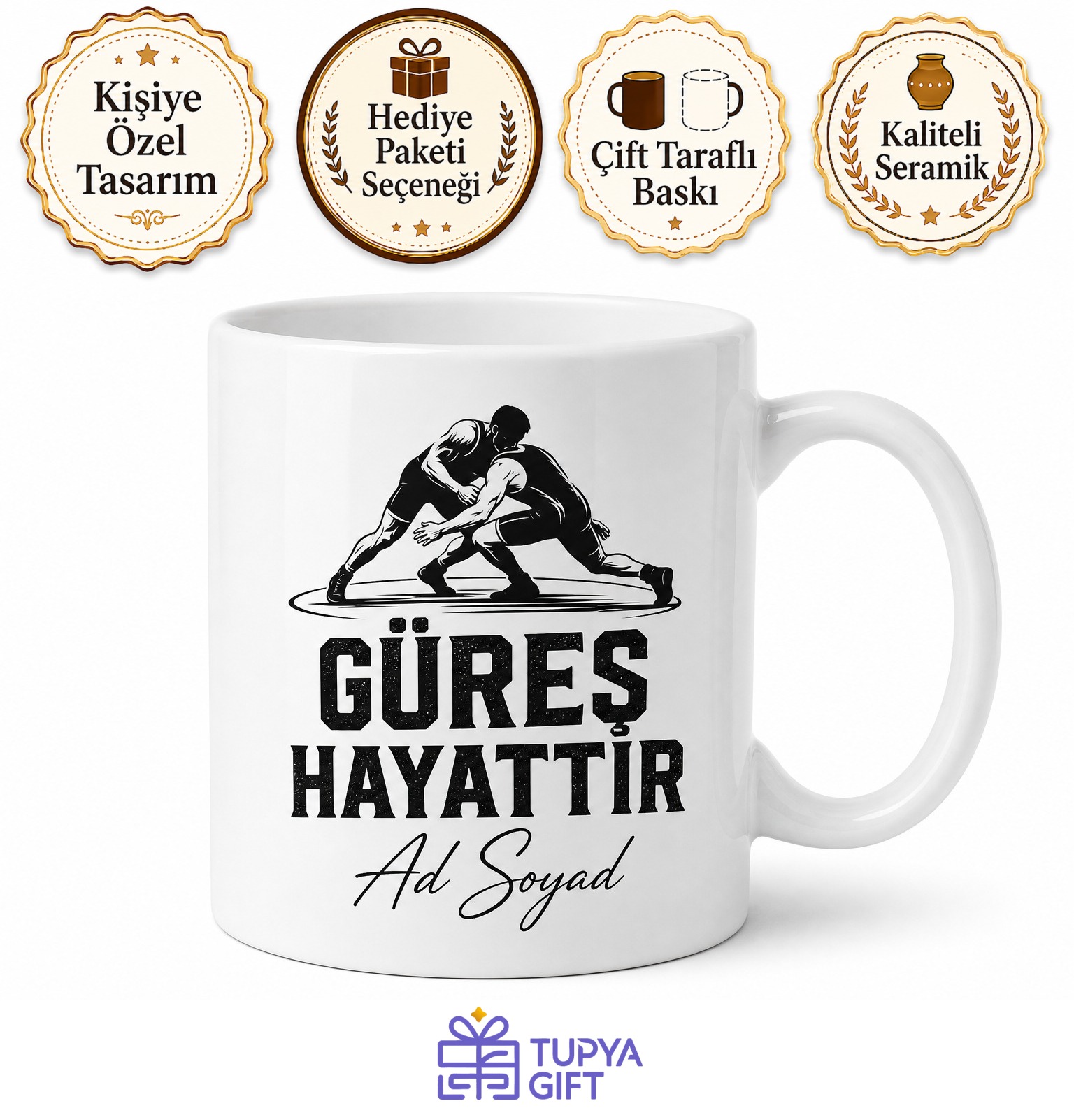 Wrestling Is Life Yazılı Güreş Hayattır İngilizce Kupa Bardak Hediye