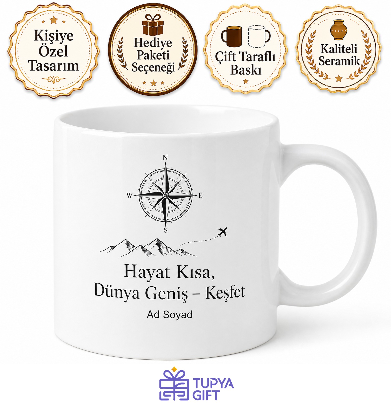 Traveling Is Life Baskılı Seyahat Etmek Hayattır İngilizce Kahve Kupası Hediye
