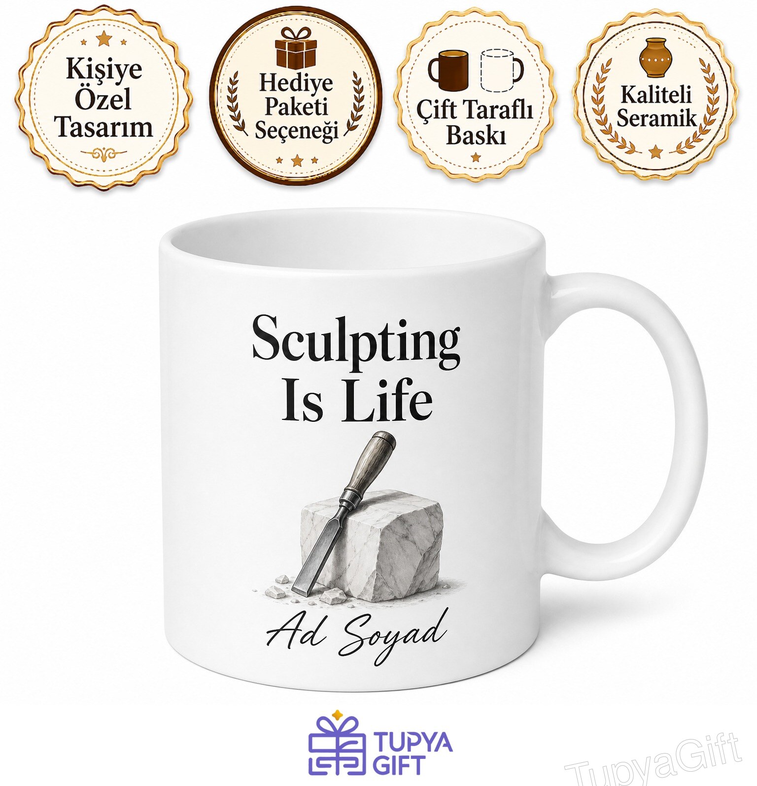 Sculpting Is Life Yazılı Heykeltıraşlık Hayattır İngilizce Kahve Kupası Hediye
