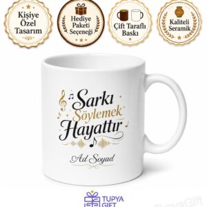 Singing Is Life Baskılı Şarkı Söylemek Hayattır İngilizce Kupa Bardak Hediye