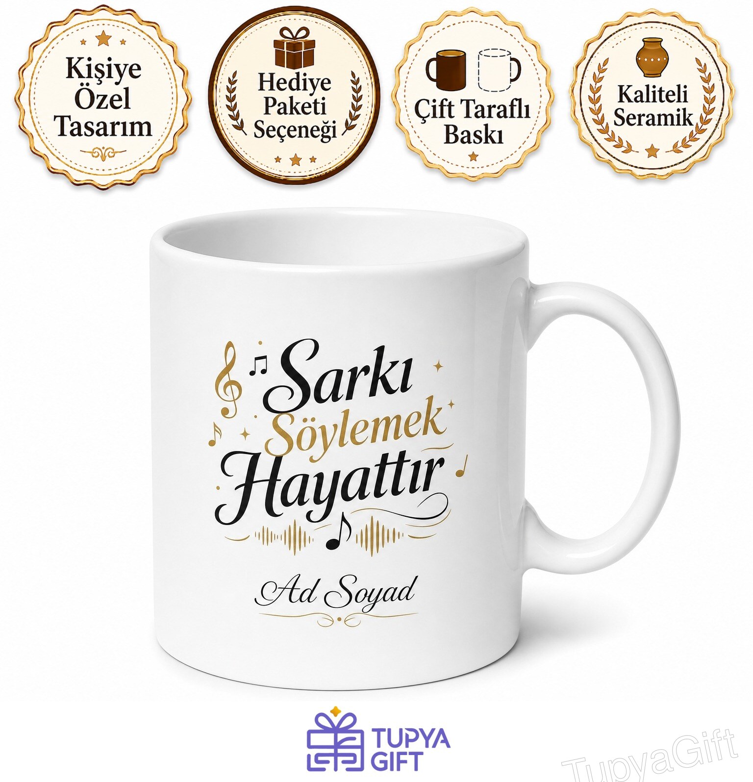 Singing Is Life Baskılı Şarkı Söylemek Hayattır İngilizce Kupa Bardak Hediye