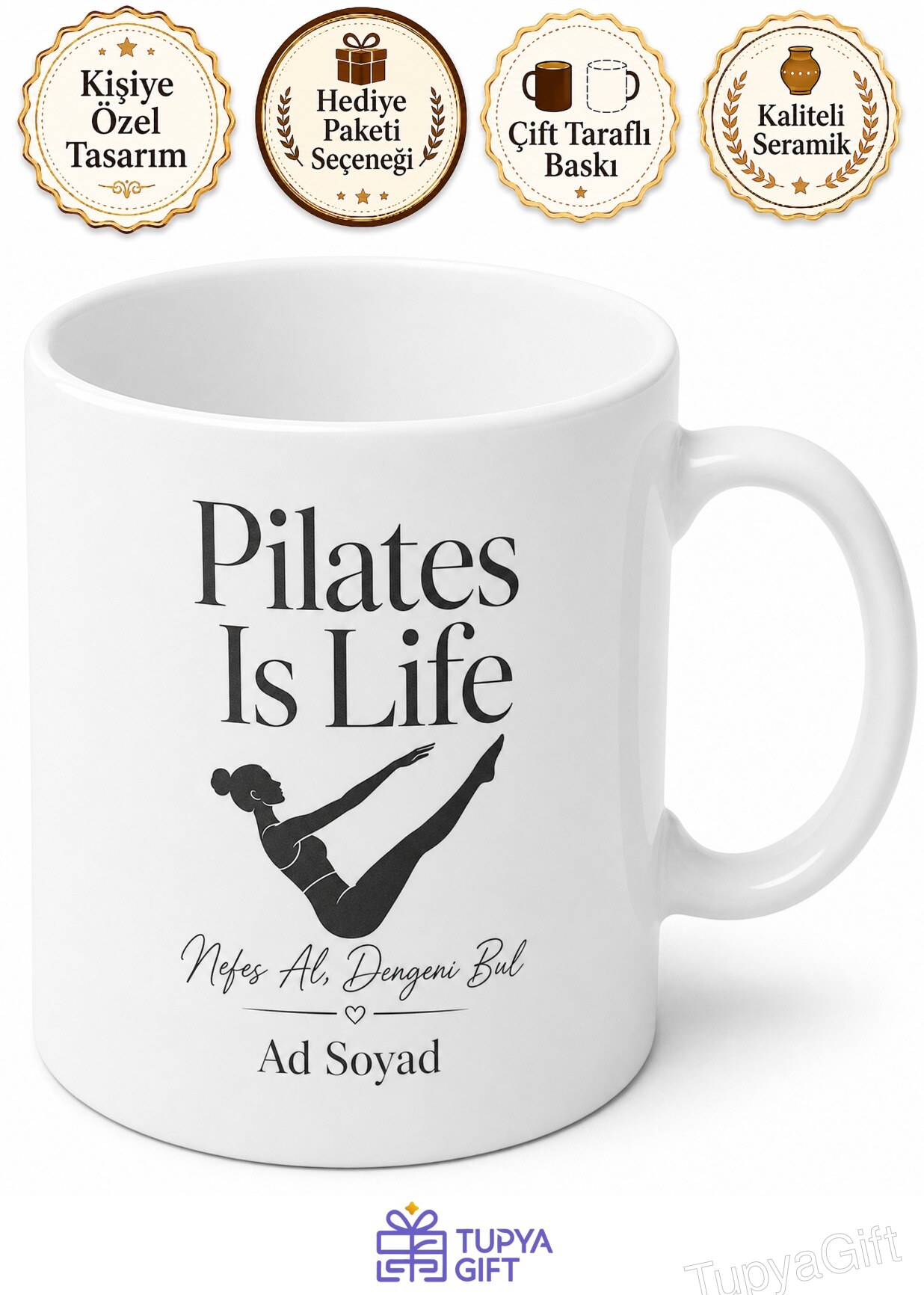 Pilates Is Life Baskılı Pilates Hayattır İngilizce Kupa Bardak Hediye