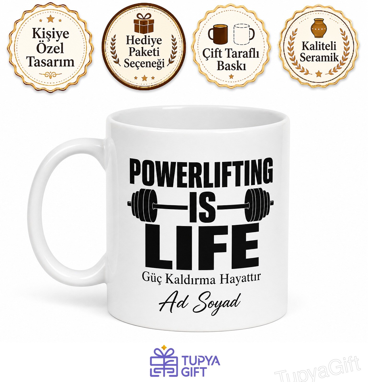 Powerlifting Is Life Yazılı Powerlifting Hayattır İngilizce Kupa Bardak Hediye