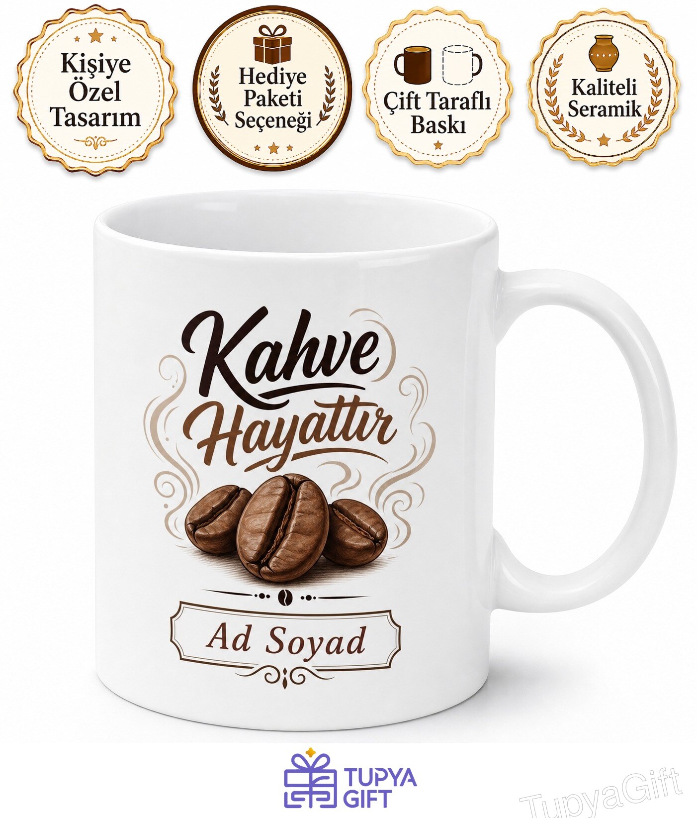 Kahve Hayattır Yazılı Kupa Bardak