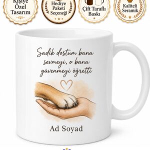 Dog Dad Temalı Köpek Babası Kahve Kupası Özel Tasarım Baskılı Hediye Bardak