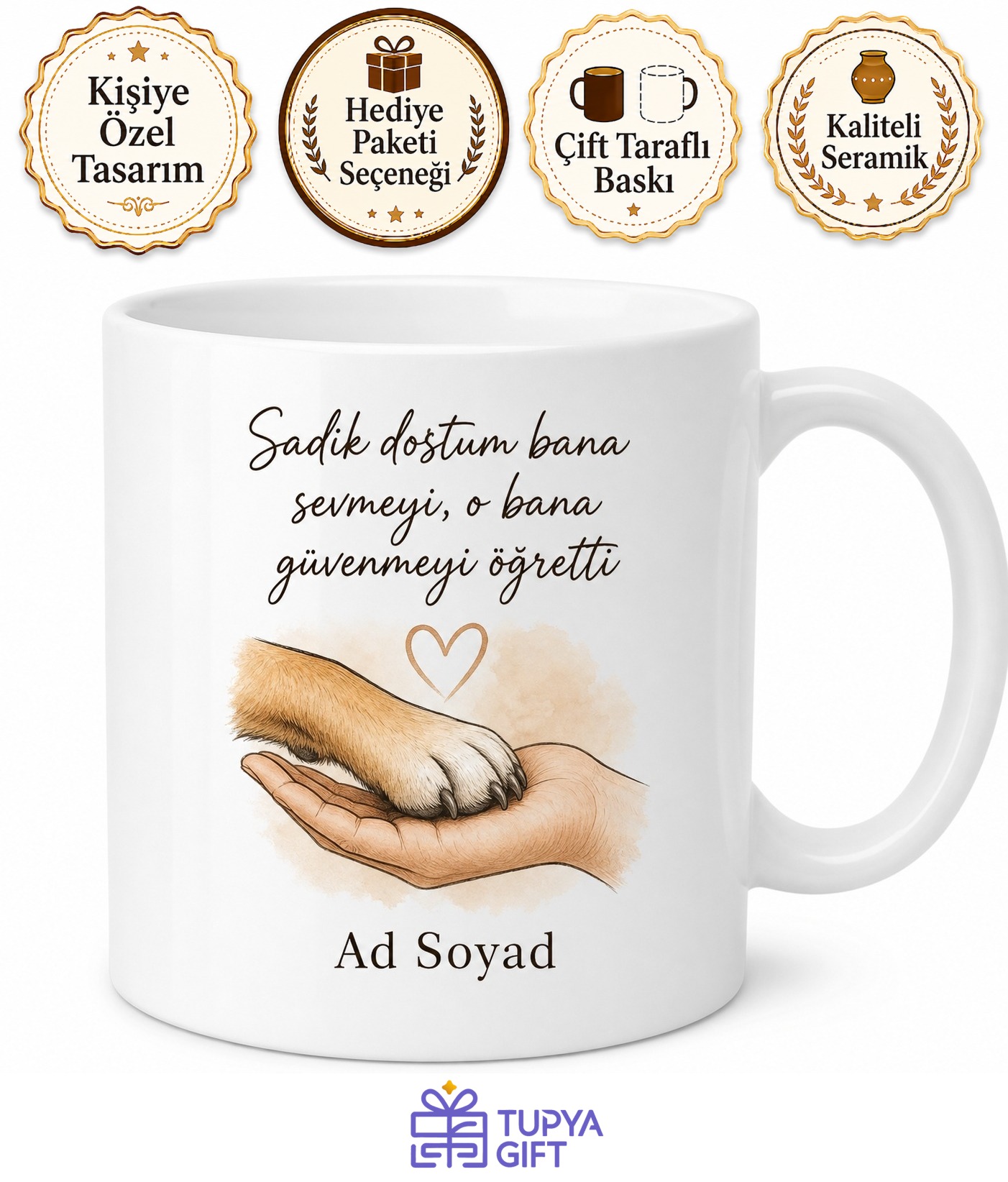 Dog Dad Temalı Köpek Babası Kahve Kupası Özel Tasarım Baskılı Hediye Bardak