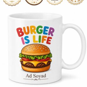 Burger Is Life Yazılı Hamburger Hayattır İngilizce Kupa Bardak Hediye