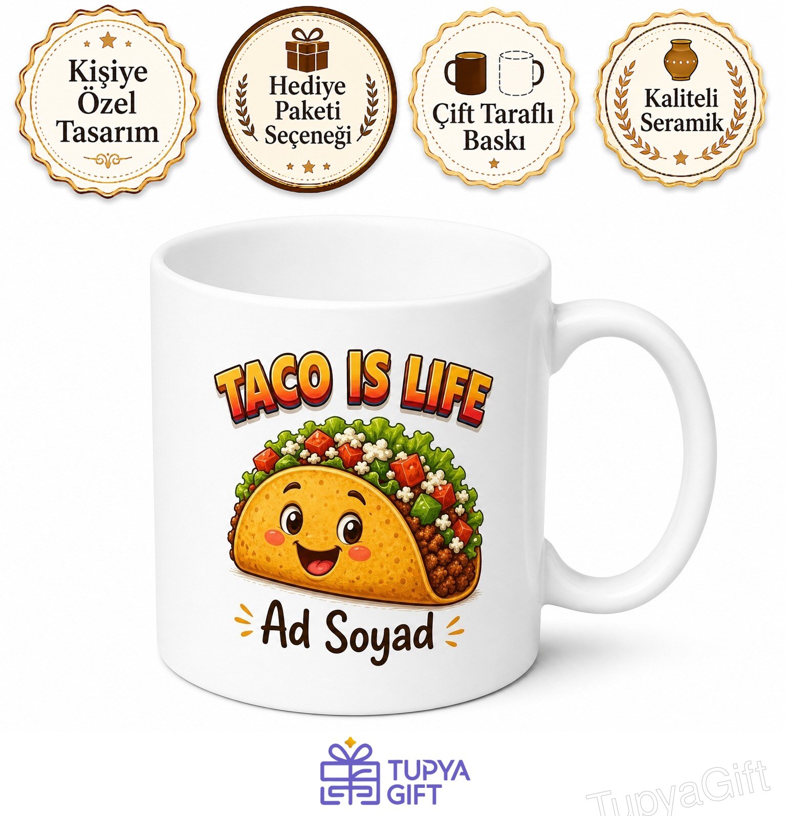 Taco Is Life Temalı Taco Hayattır İngilizce Kahve Kupası Hediye Bardak