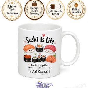 Sushi Is Life Baskılı Sushi Hayattır İngilizce Kupa Bardak Hediye