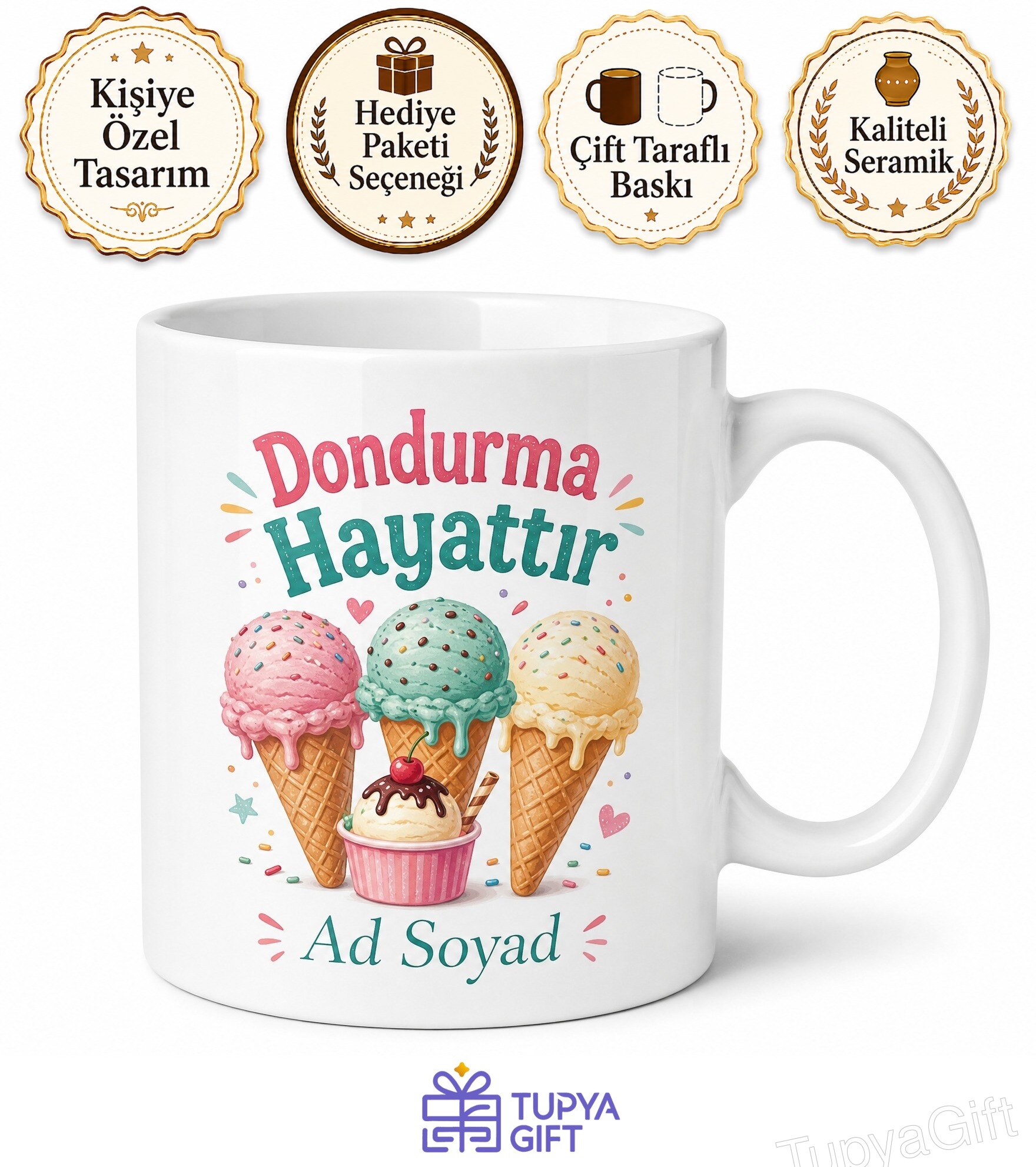 Dondurma Hayattır İngilizce Çay Kupası Hediye