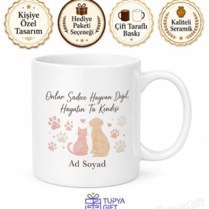 Pets Are Life Temalı Evcil Hayvanlar Hayattır İngilizce Kupa Bardak Hediye