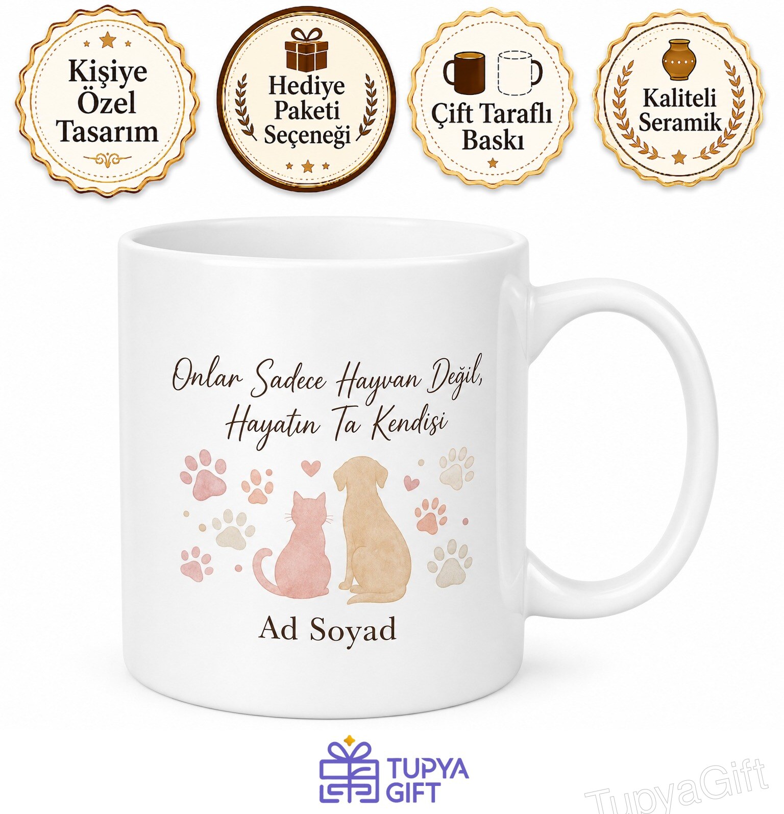 Pets Are Life Temalı Evcil Hayvanlar Hayattır İngilizce Kupa Bardak Hediye