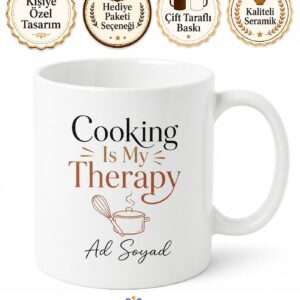 Cooking Is My Therapy Yazılı Yemek Yapmak Terapimdir İngilizce Kupa Bardak Hediye