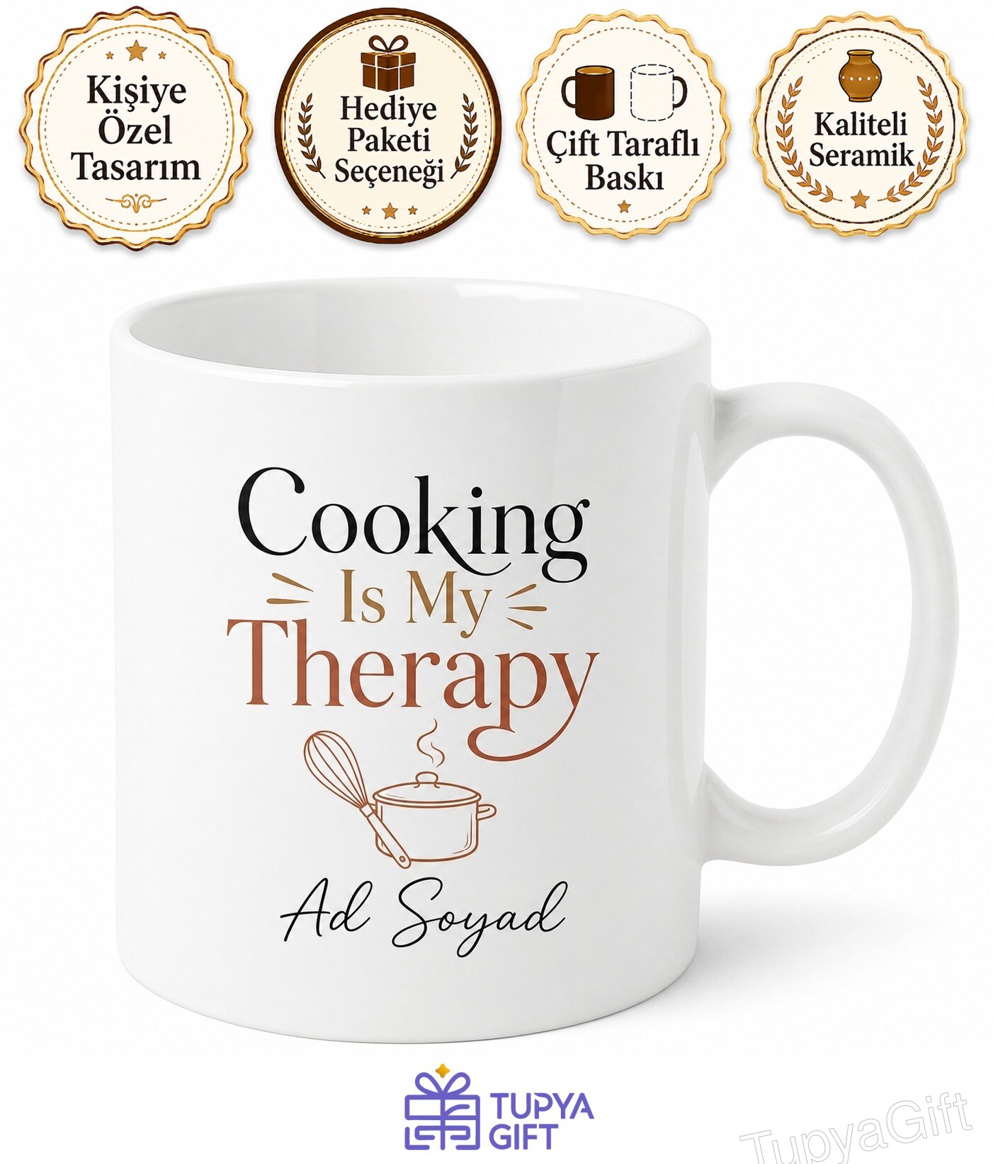 Cooking Is My Therapy Yazılı Yemek Yapmak Terapimdir İngilizce Kupa Bardak Hediye