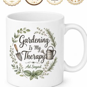 Gardening Is My Therapy Baskılı Bahçıvanlık Terapimdir İngilizce Porselen Kupa Hediye