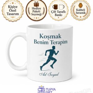 Koşmak Benim Terapim Yazılı İngilizce Kahve Kupası Hediye