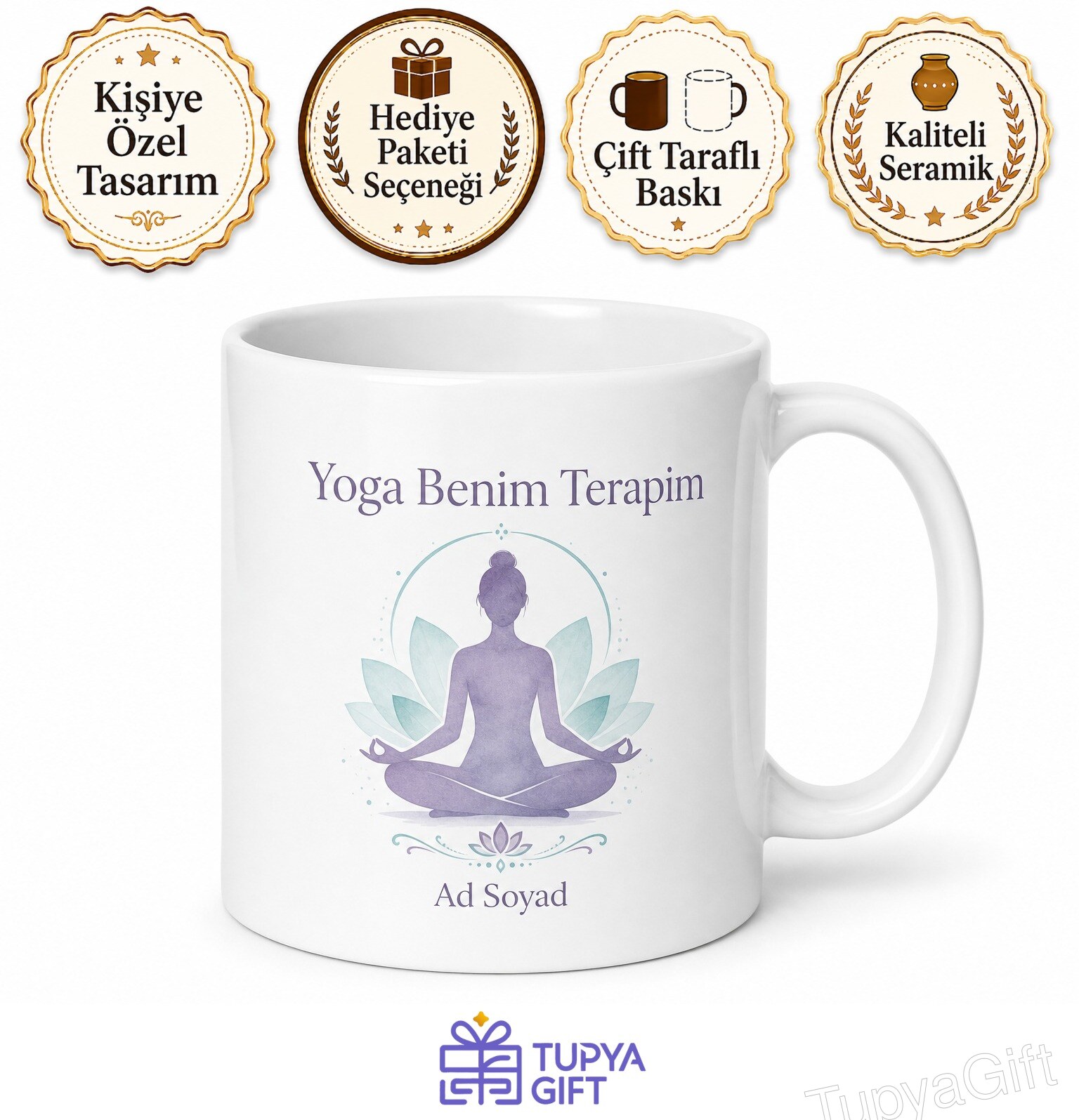 Yoga Is My Therapy Baskılı Yoga Terapimdir İngilizce Kupa Bardak Hediye