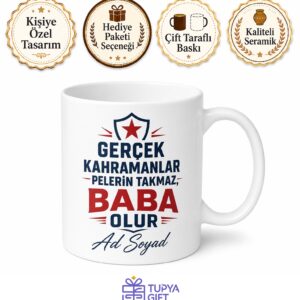 İsme Özel Süper Baba Yazılı Baskılı Kupa Bardak Babalar Günü Hediye