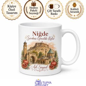 Niğde Şehir Hatırası Fotoğraflı Kupa Bardak Hediye Porselen Mug